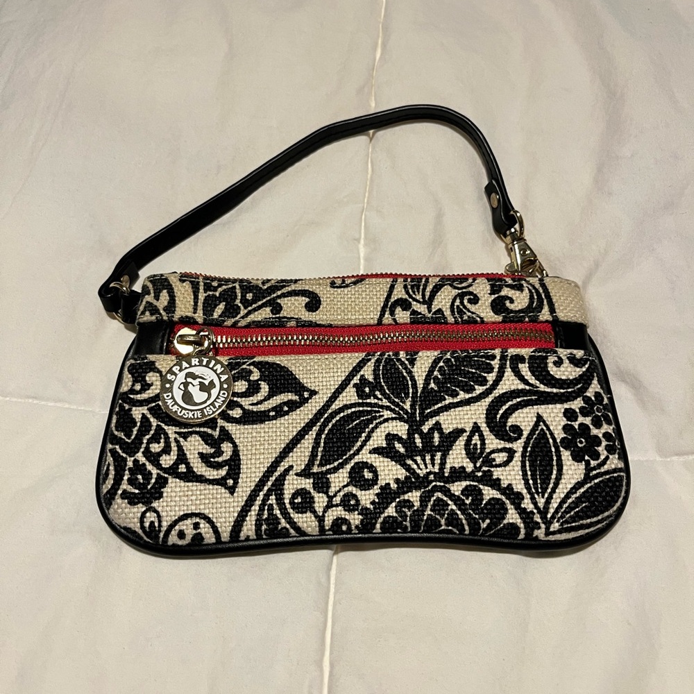 Spartina 449 Black and Cream Floral Wristlet- NWOT